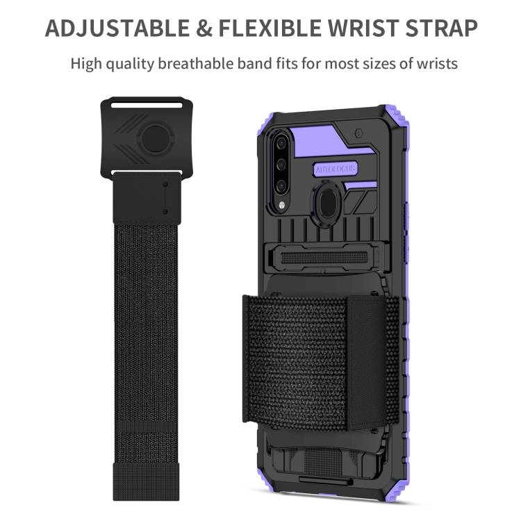For Samsung Galaxy A20s Armor Wristband Phone Case(Purple) - 2