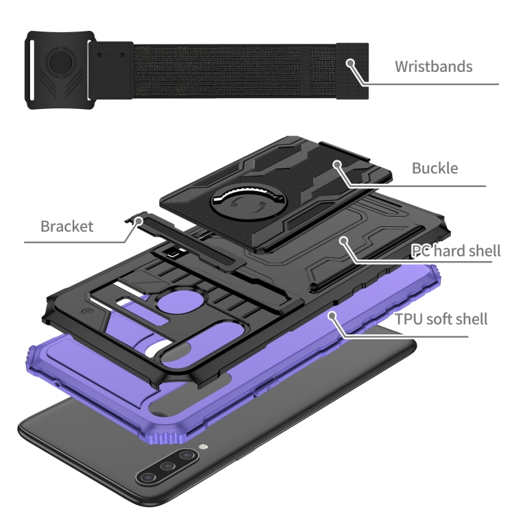 For Samsung Galaxy A20s Armor Wristband Phone Case(Purple) - 3