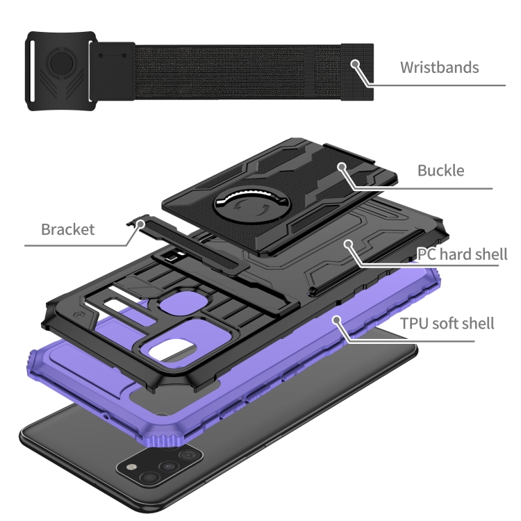 For Samsung Galaxy A21s Armor Wristband Phone Case(Purple) - 3