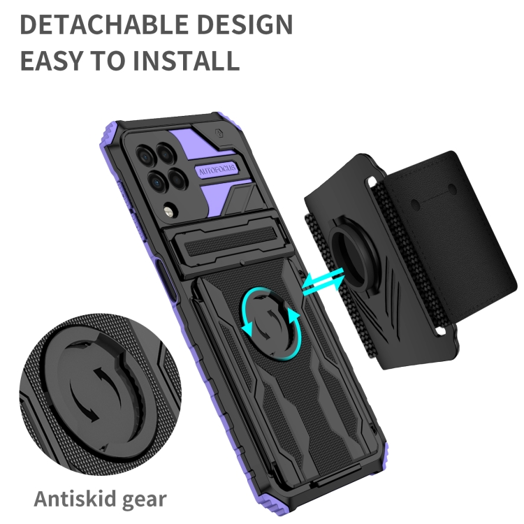 For Samsung Galaxy A22 4G Armor Wristband Phone Case(Purple) - 1