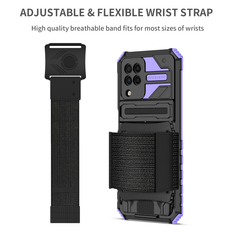 For Samsung Galaxy A22 4G Armor Wristband Phone Case(Purple) - 2