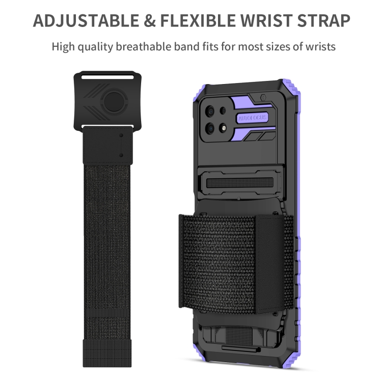 For Samsung Galaxy A22 5G Armor Wristband Phone Case(Purple) - 2