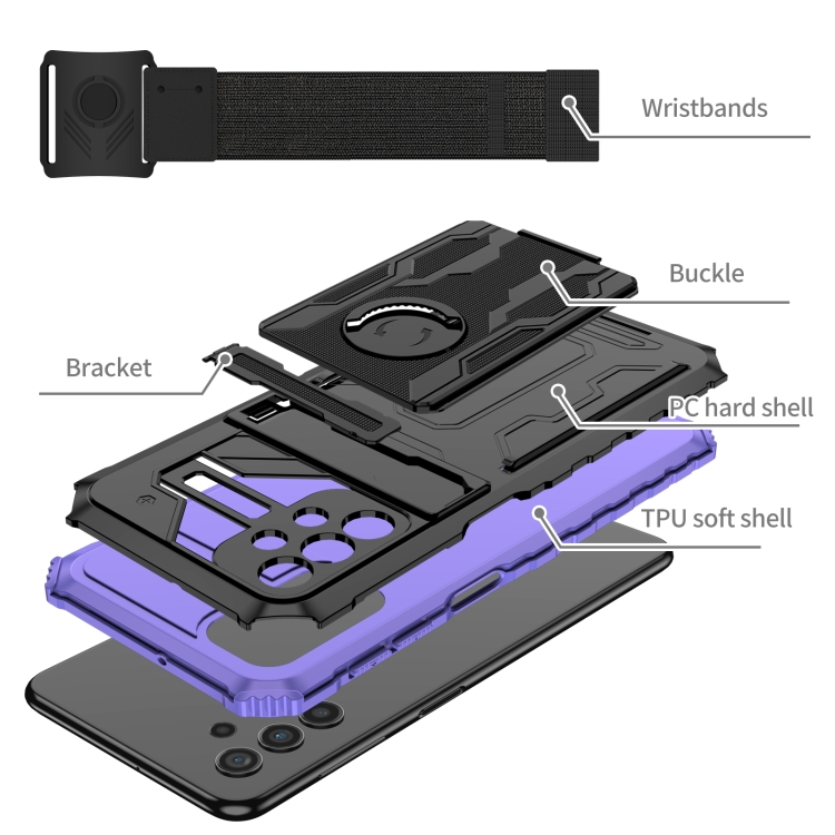 For Samsung Galaxy A32 5G Armor Wristband Phone Case(Purple) - 3