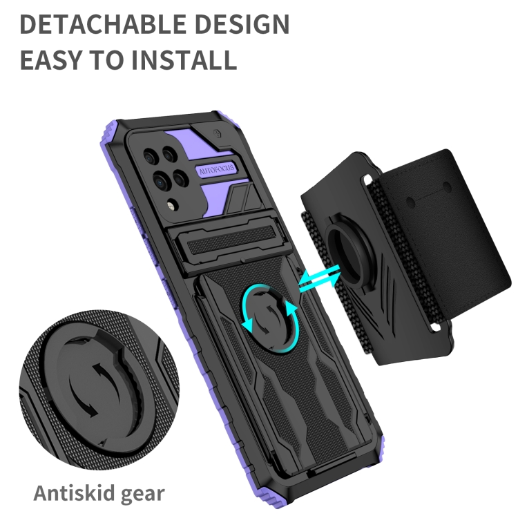 For Samsung Galaxy A42 5G Armor Wristband Phone Case(Purple) - 1