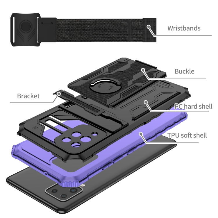 For Samsung Galaxy A42 5G Armor Wristband Phone Case(Purple) - 3