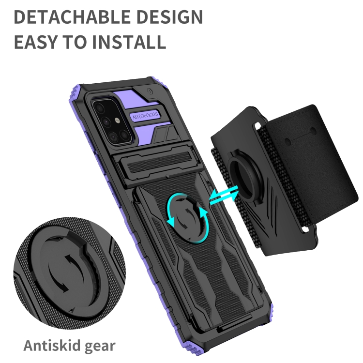 For Samsung Galaxy A51 / A31 Armor Wristband Phone Case(Purple) - 1