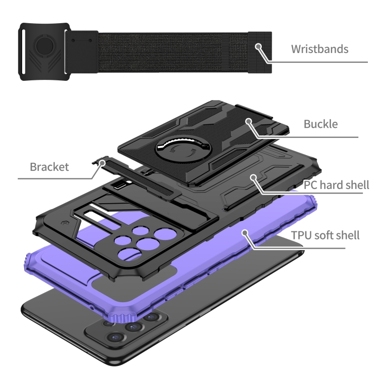For Samsung Galaxy A72 5G Armor Wristband Phone Case(Purple) - 3