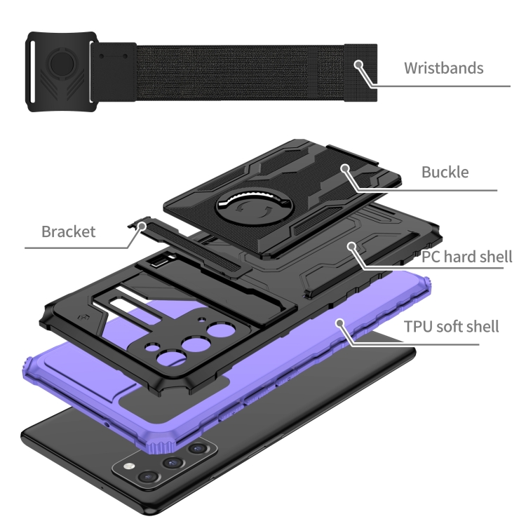 For Samsung Galaxy Note20 Armor Wristband Phone Case(Purple) - 3