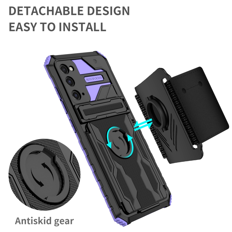 For Samsung Galaxy S20 FE Armor Wristband Phone Case(Purple) - 1