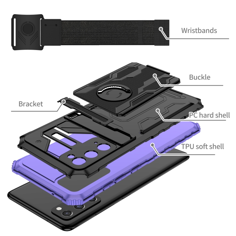 For Samsung Galaxy S20 FE Armor Wristband Phone Case(Purple) - 3