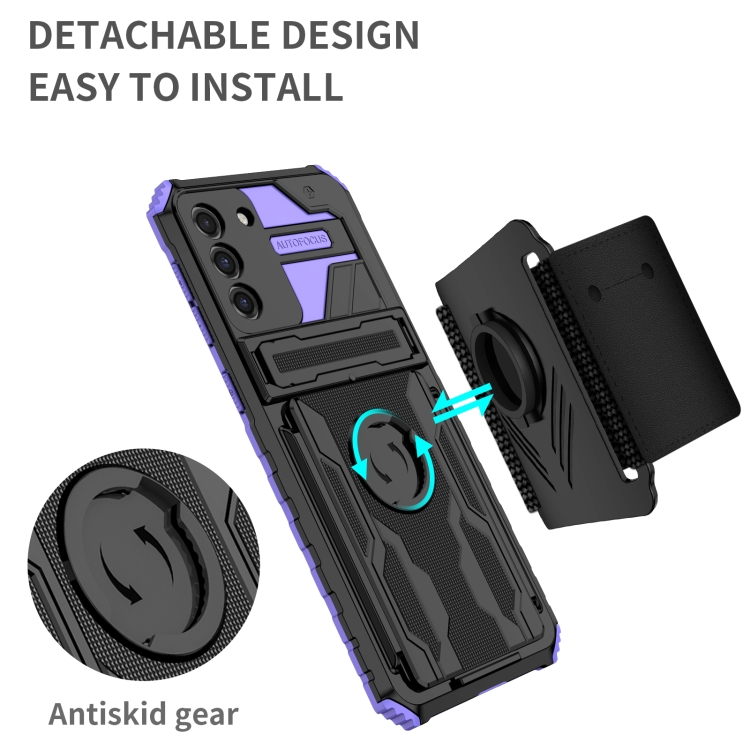 For Samsung Galaxy S21+ 5G Armor Wristband Phone Case(Purple) - 1