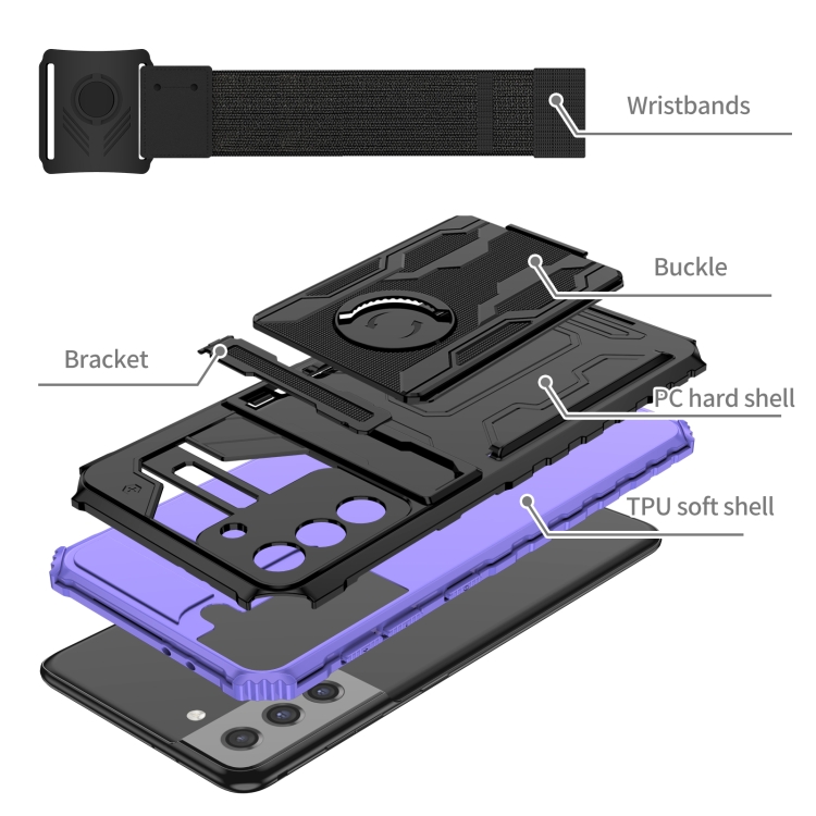 For Samsung Galaxy S21+ 5G Armor Wristband Phone Case(Purple) - 3