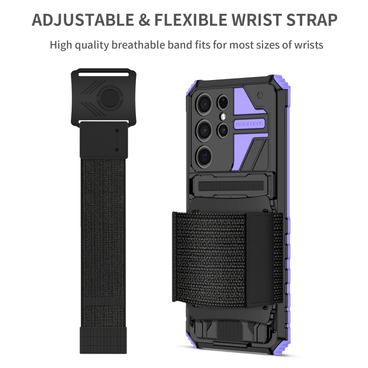 For Samsung Galaxy S21 Ultra 5G Armor Wristband Phone Case(Purple) - 2