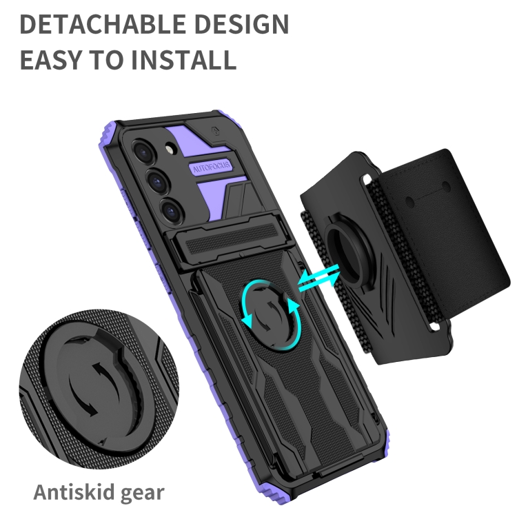 For Samsung Galaxy S21 FE 5G Armor Wristband Phone Case(Purple) - 1