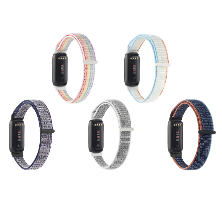 For Fitbit Luxe Nylon Loop Strap Watchband(Rainbow) - B1