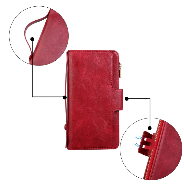 JDK-A1 Series Zipper Wallet Flip Leather Phone Case For iPhone 13 mini(Red) - 2