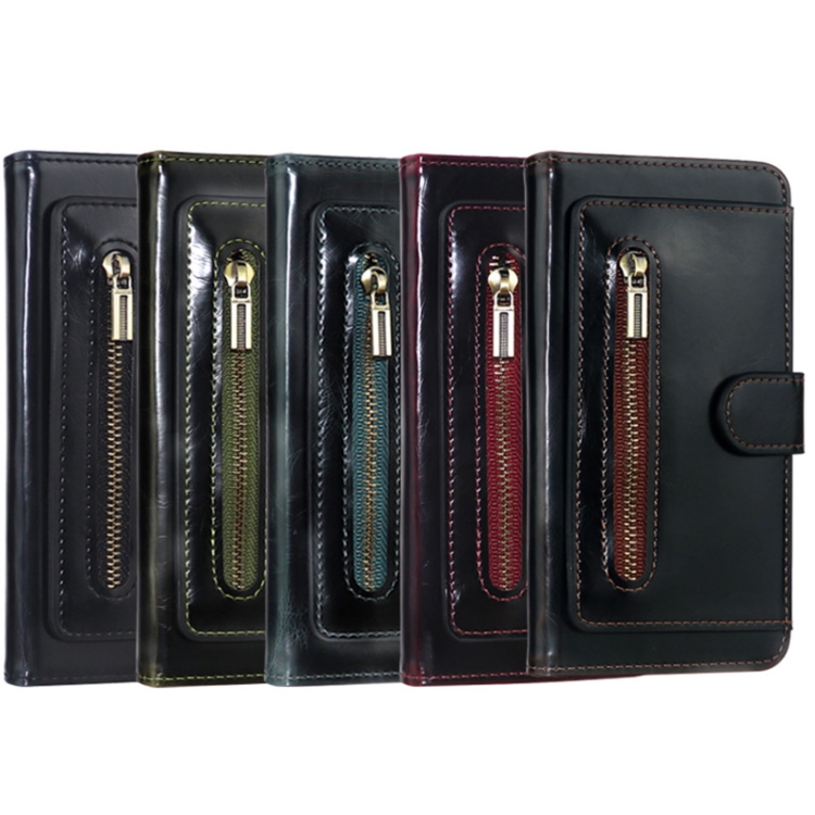 JDK-A2 Series Crazy Horse Texture Zipper Flip Leather Phone Case For iPhone 13 mini(Brown) - B1
