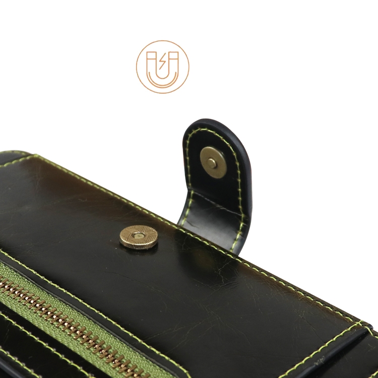 JDK-A2 Series Crazy Horse Texture Zipper Flip Leather Phone Case For iPhone 13 mini(Brown) - B4