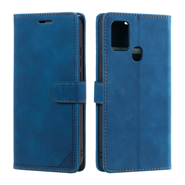 For Samsung Galaxy A21s Skin Feel Anti-theft Brush Horizontal Flip Leather Phone Case(Blue) - 1