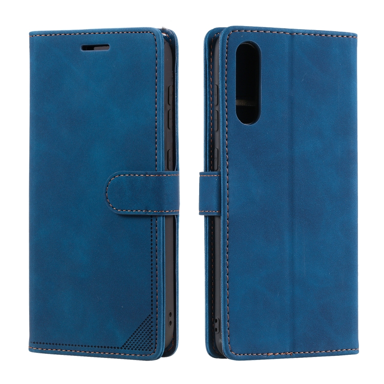 For Samsung Galaxy A70 Skin Feel Anti-theft Brush Horizontal Flip Leather Phone Case(Blue) - 1