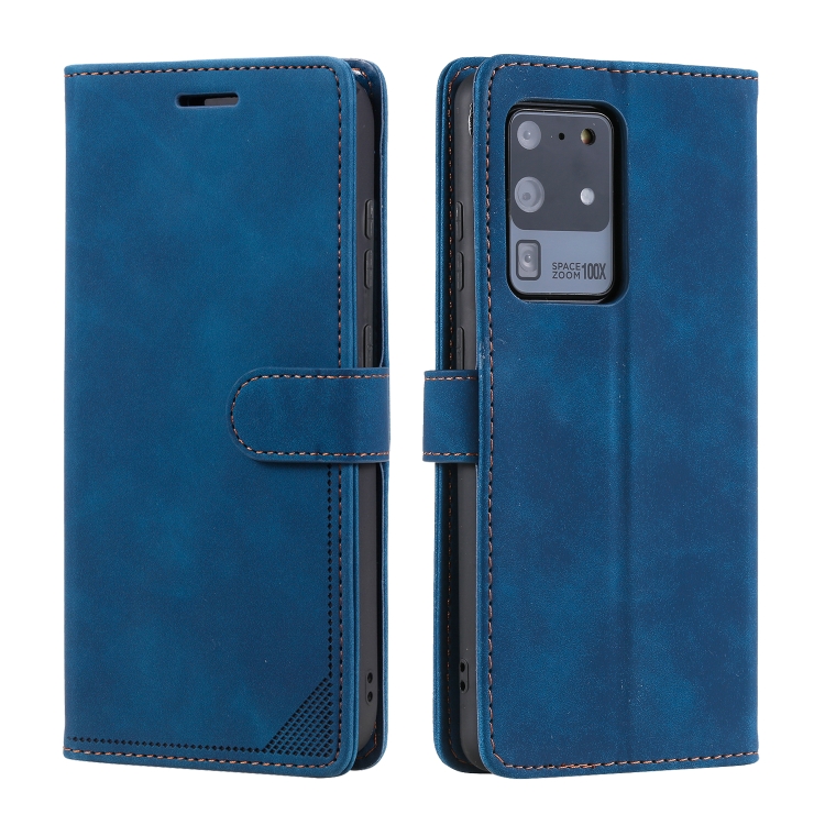 For Samsung Galaxy S20 Ultra Skin Feel Anti-theft Brush Horizontal Flip Leather Phone Case(Blue) - 1