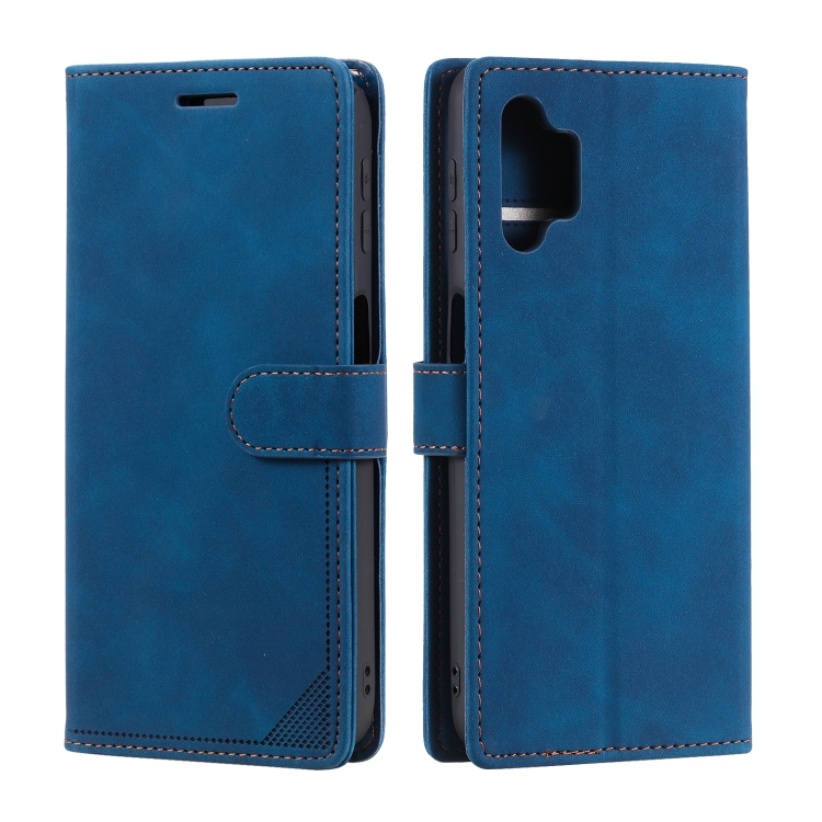 For Samsung Galaxy A32 5G Skin Feel Anti-theft Brush Horizontal Flip Leather Phone Case(Blue) - 1
