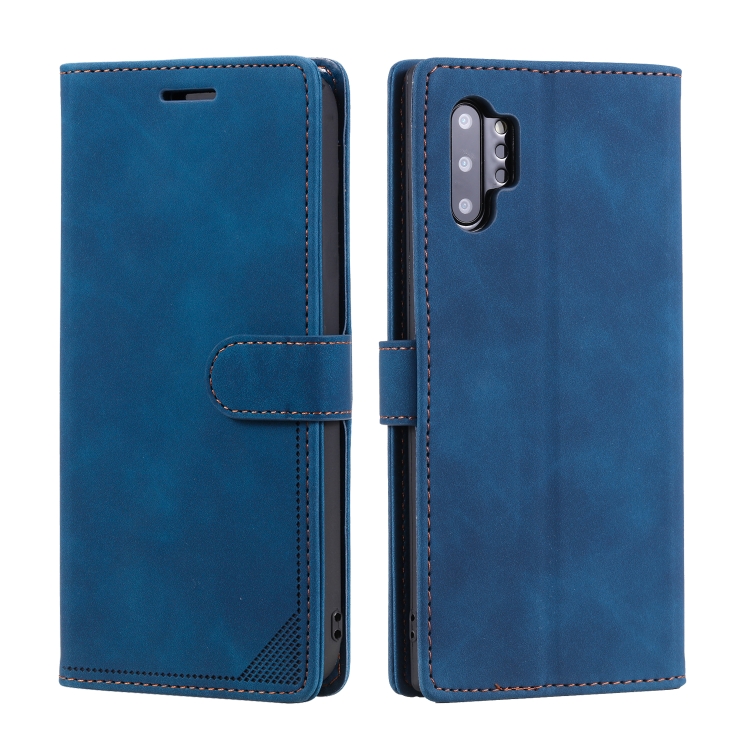 For Samsung Galaxy Note10+ Skin Feel Anti-theft Brush Horizontal Flip Leather Phone Case(Blue) - 1