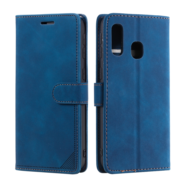 For Samsung Galaxy A40 Skin Feel Anti-theft Brush Horizontal Flip Leather Phone Case(Blue) - 1