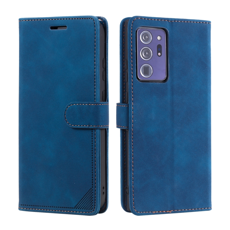 For Samsung Galaxy Note20 Ultra Skin Feel Anti-theft Brush Horizontal Flip Leather Phone Case(Blue) - 1