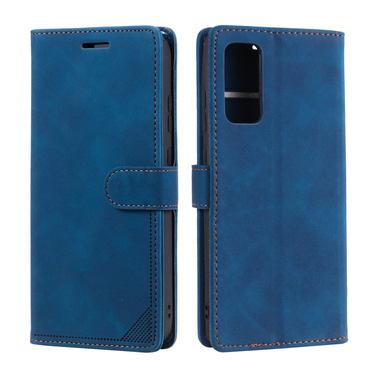 For Samsung Galaxy S20 FE Skin Feel Anti-theft Brush Horizontal Flip Leather Phone Case(Blue) - 1