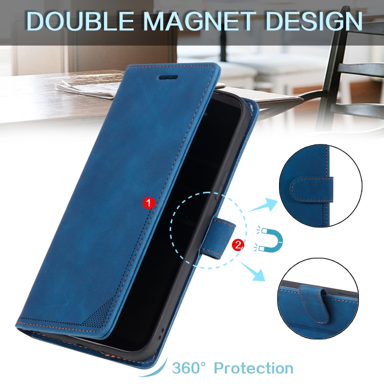 For Samsung Galaxy S20 FE Skin Feel Anti-theft Brush Horizontal Flip Leather Phone Case(Blue) - 5