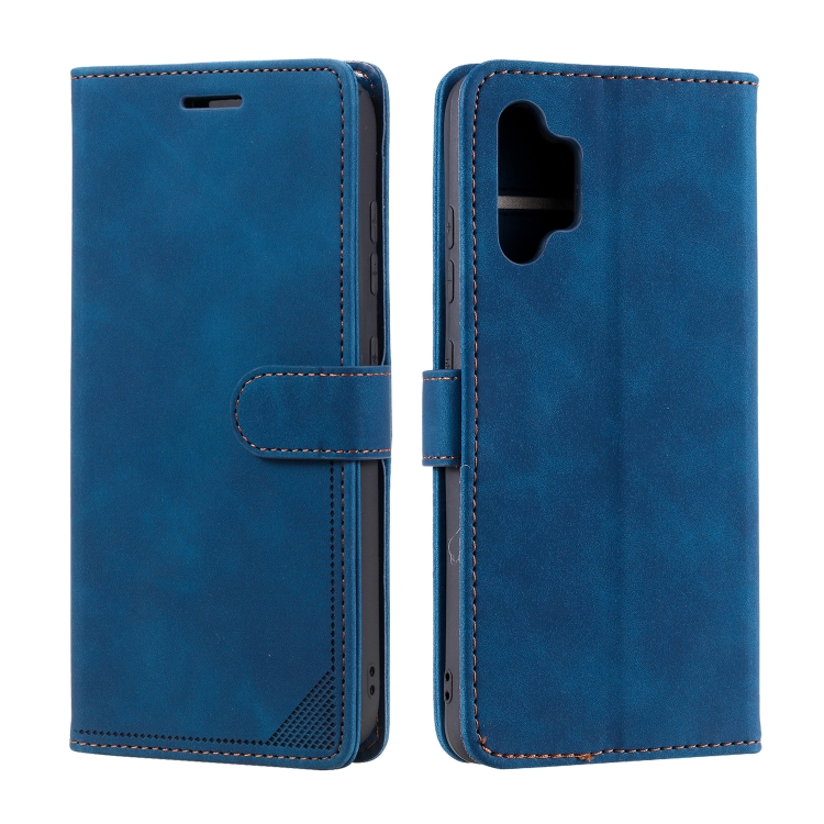 For Samsung Galaxy A32 4G Skin Feel Anti-theft Brush Horizontal Flip Leather Phone Case(Blue) - 1