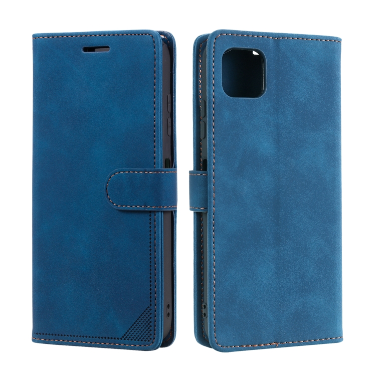 For Samsung Galaxy A22 5G Skin Feel Anti-theft Brush Horizontal Flip Leather Phone Case(Blue) - 1