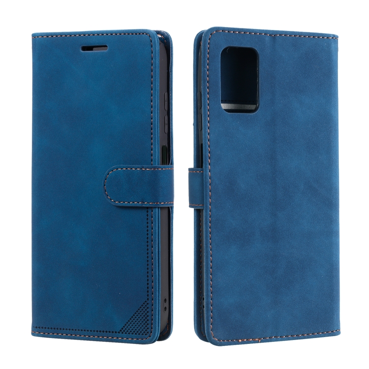For Samsung Galaxy A03s EU Version Skin Feel Anti-theft Brush Horizontal Flip Leather Phone Case(Blue) - 1