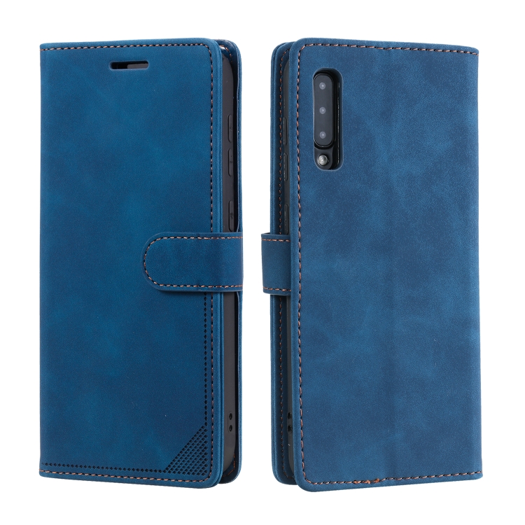 For Samsung Galaxy A50 Skin Feel Anti-theft Brush Horizontal Flip Leather Phone Case(Blue) - 1