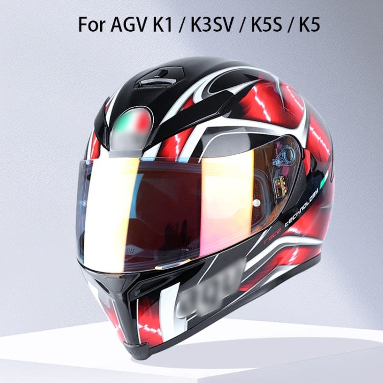 Motorcycle Helmet Visor Anti-UV Wind Shield Lens For AGV K1 / K3SV / K5(Electroplated Red) - B2
