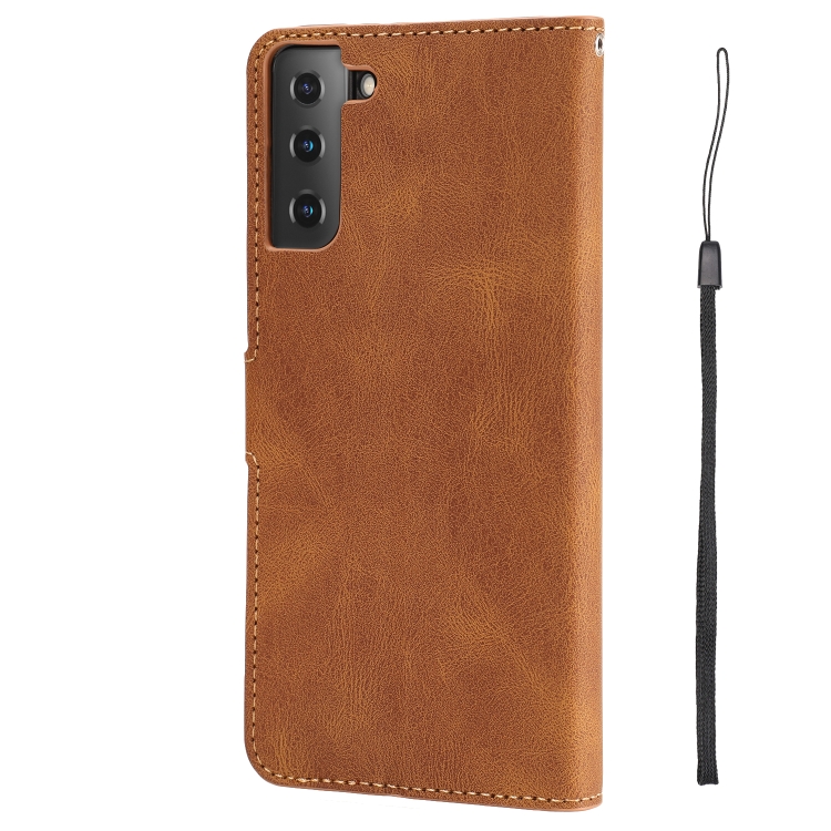 For Samsung Galaxy S22+ 5G Fantasy Classic Skin-feel Calfskin Texture Magnetic Buckle Horizontal Flip PU Phone Leather Case with Holder & Card Slot & Wallet(Brown) - 2