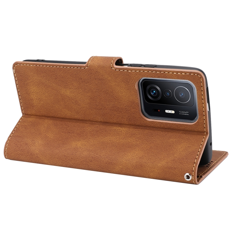 For Xiaomi Mi 11T / 11T Pro Fantasy Classic Skin-feel Calfskin Texture Magnetic Buckle Horizontal Flip PU Phone Leather Case with Holder & Card Slot & Wallet(Brown) - 4