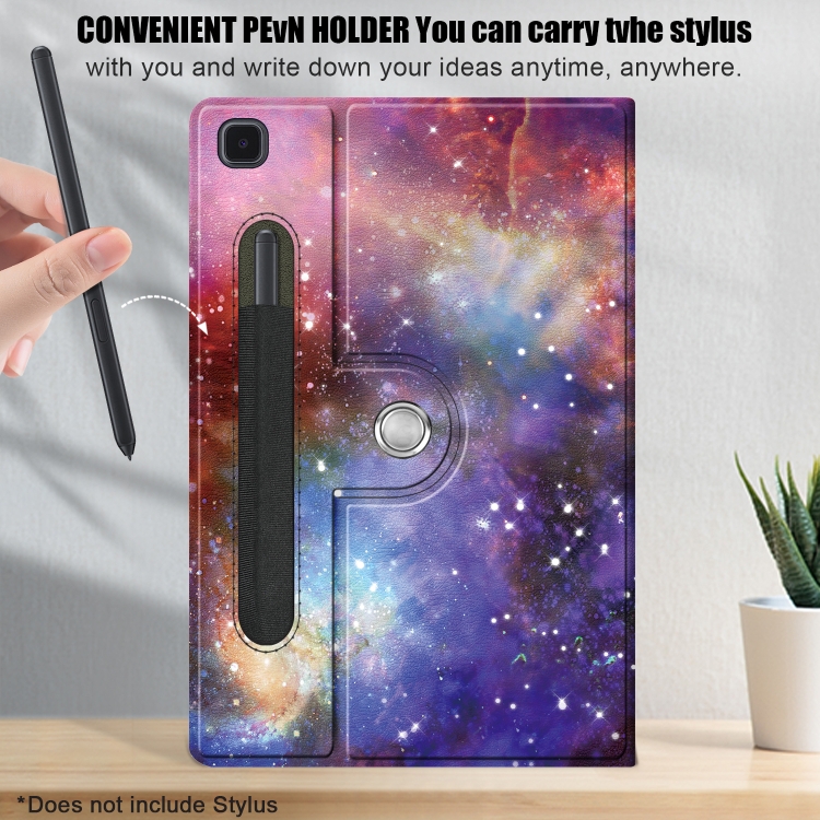 For Samsung Galaxy Tab A7 10.4 2020 Painted 360 Degrees Rotation Tablet Leather Case with Holder(Milky Way) - 5