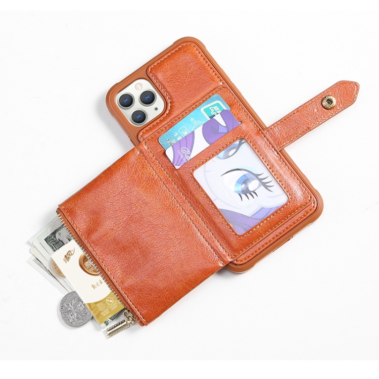 JDK-B1 Series Zipper Wallet PU + TPU Phone Case For iPhone 12 / 12 Pro(Pink) - B4