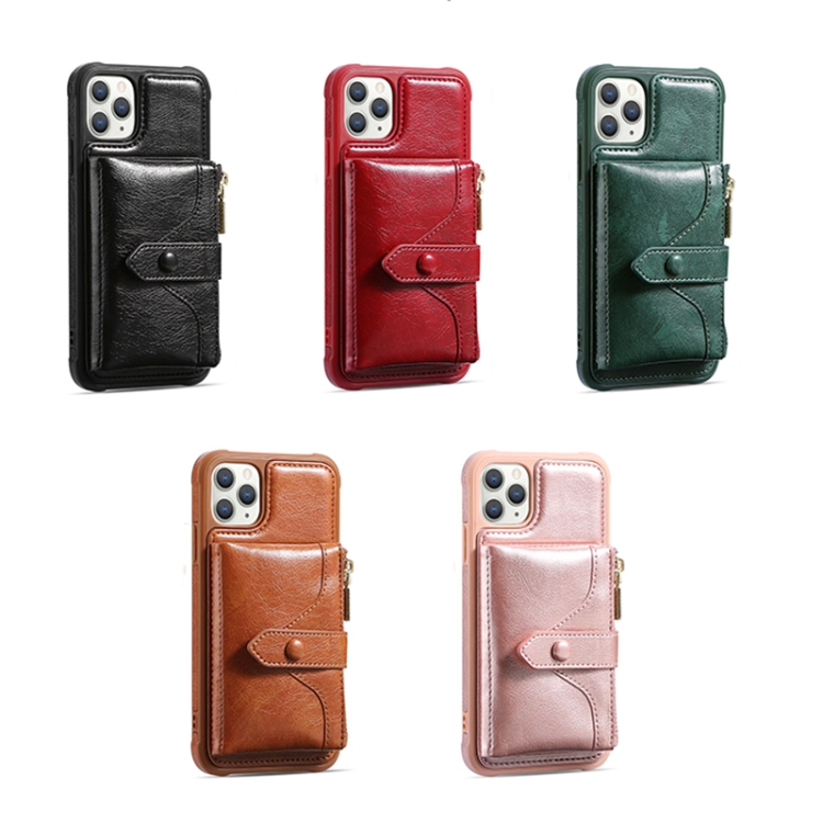 JDK-B1 Series Zipper Wallet PU + TPU Phone Case For iPhone 11 Pro(Pink) - B1