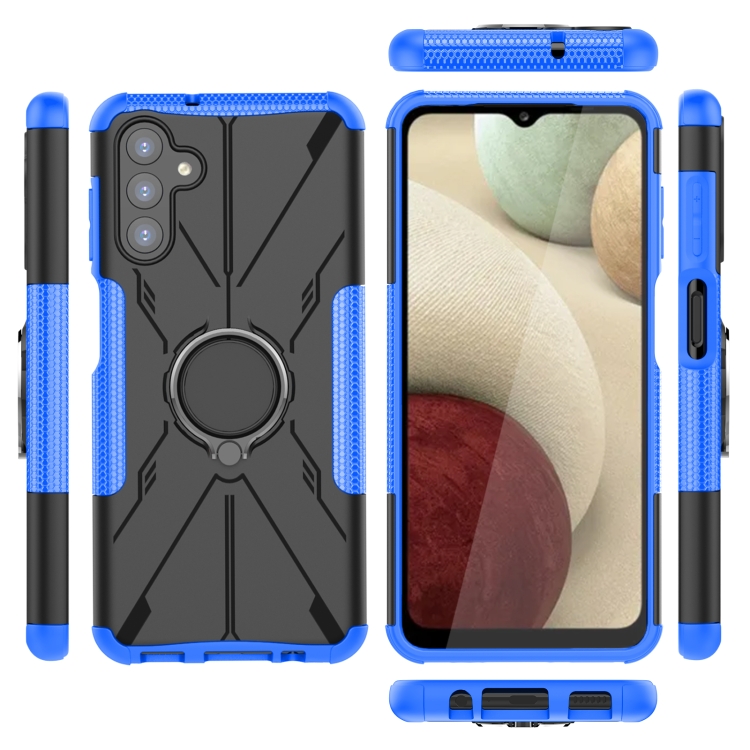 For Samsung Galaxy A13 5G Armor Bear Shockproof PC + TPU Phone Case with Ring Holder(Blue) - 1