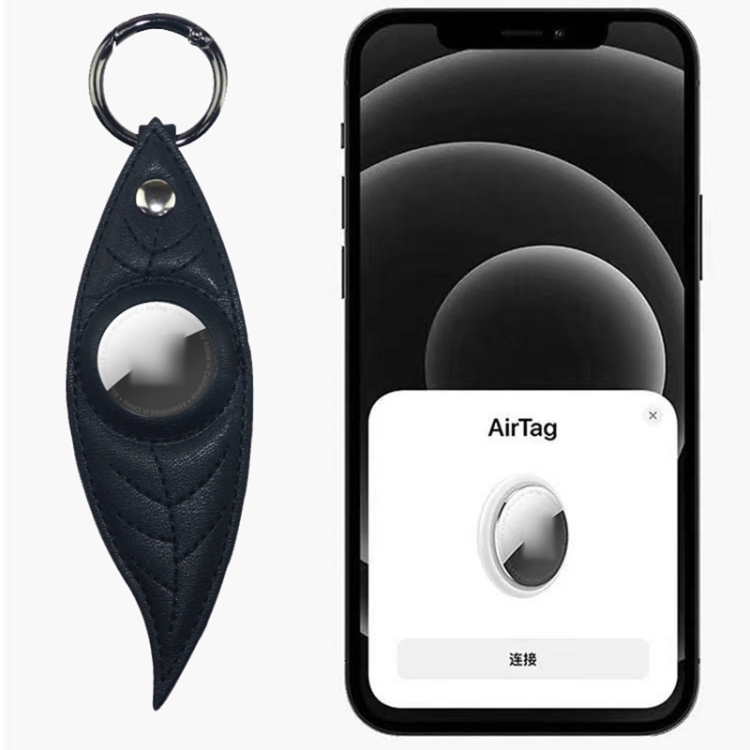 JDK-E3 Leaf Leather Protective Case with Key Ring for AirTag(Rose Gold) - B5