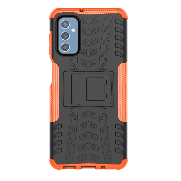 For Samsung Galaxy M52 5G Tire Texture TPU + PC Phone Case with Holder(Orange) - 1
