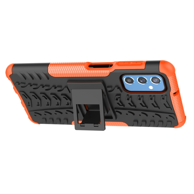 For Samsung Galaxy M52 5G Tire Texture TPU + PC Phone Case with Holder(Orange) - 3