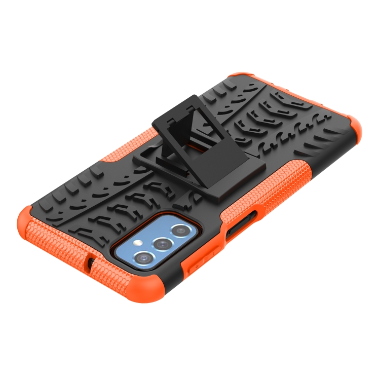 For Samsung Galaxy M52 5G Tire Texture TPU + PC Phone Case with Holder(Orange) - 4