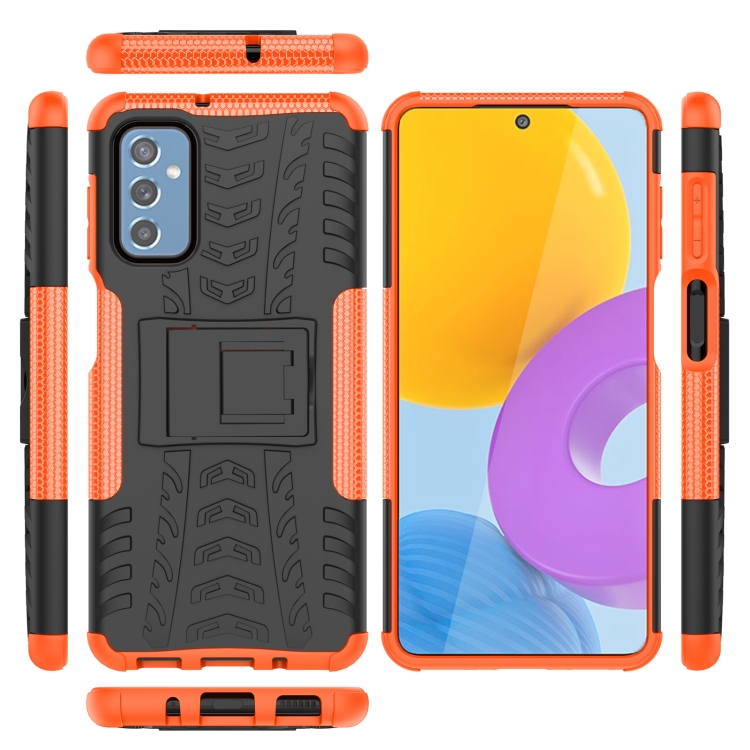 For Samsung Galaxy M52 5G Tire Texture TPU + PC Phone Case with Holder(Orange) - 6