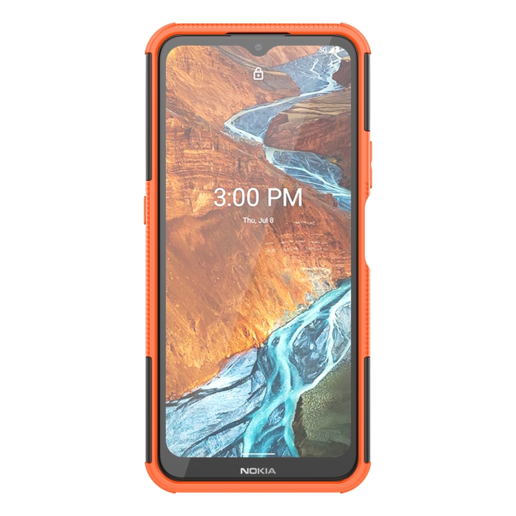 For Nokia G300 Tire Texture TPU + PC Phone Case with Holder(Orange) - 2