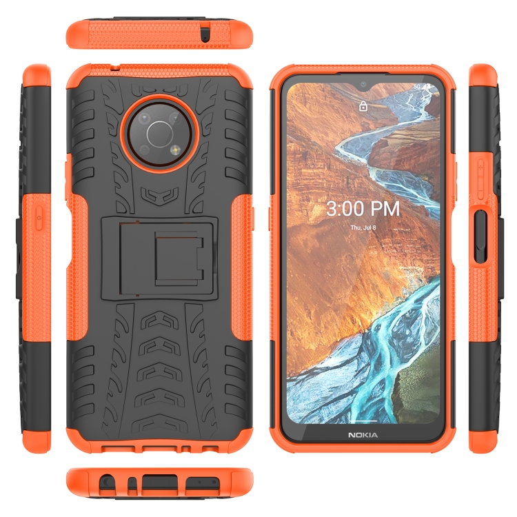 For Nokia G300 Tire Texture TPU + PC Phone Case with Holder(Orange) - 6