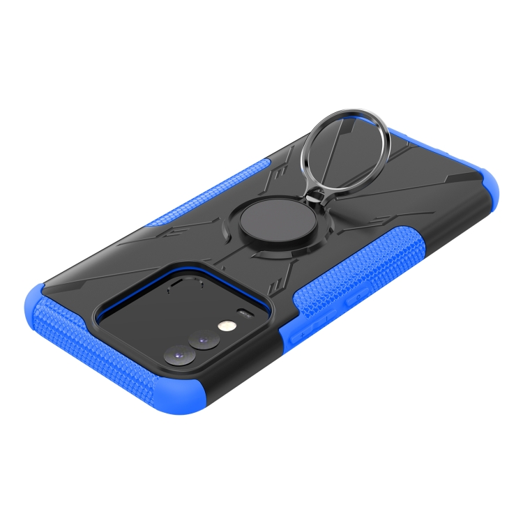 For Tecno Spark 8 Armor Bear Shockproof PC + TPU Phone Case with Ring Holder(Blue) - 3